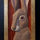European Hare (Lepus europeus) Gold leaf and oil colour on wood H.59 x 25 x 3cms